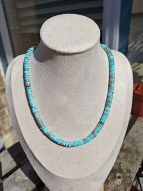 Women Jewelry Genuine Turquoise Disc Necklace